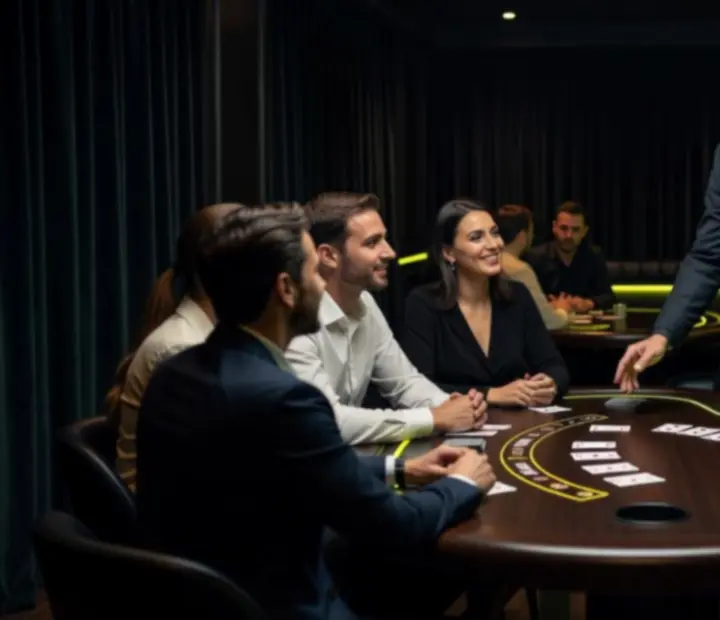 Gospodarz Novastrefario prowadzący atrakcyjny wieczór blackjack z gośćmi